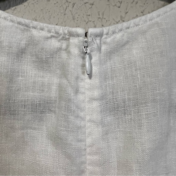 Garnet Hill White 100% Linen Sleeveless Fringe Hem A line dress size 10 - Picture 11 of 16